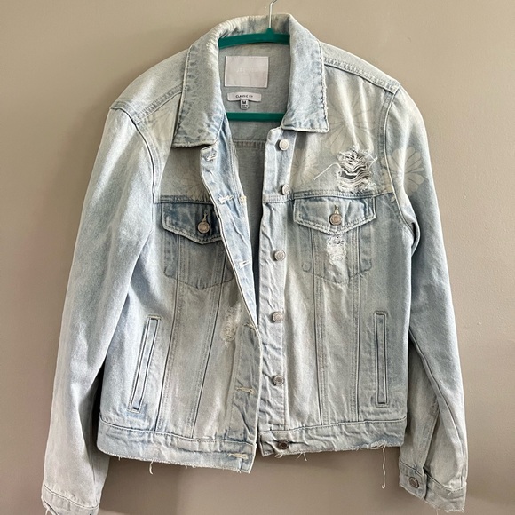 Vervet Jean Jacket - Classic Fit Light Wash Size Medium Floral Print - Picture 1 of 7